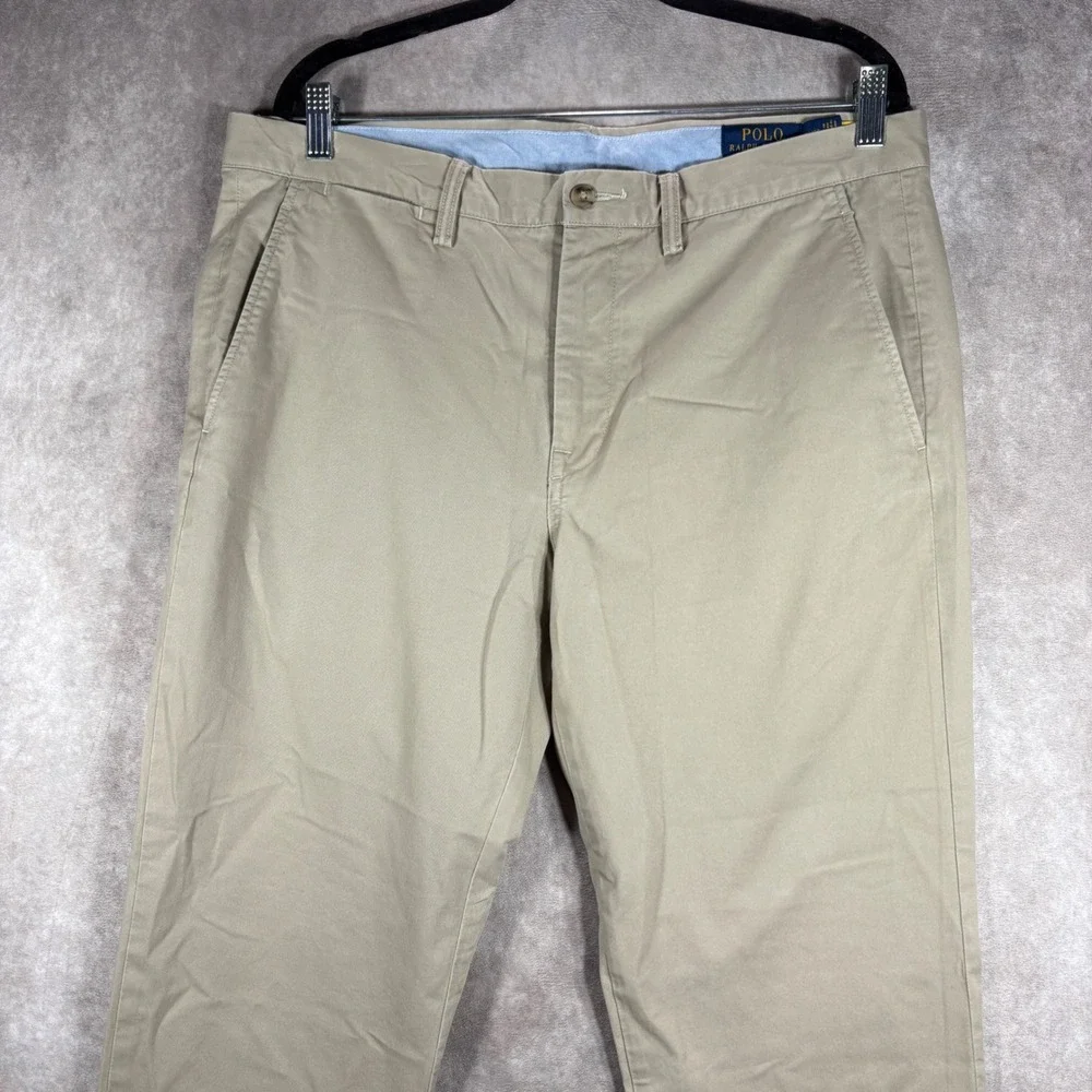 Polo Ralph Lauren Pants Mens 34x30 Tan Stretch Straight Fit Chino Khaki Preppy